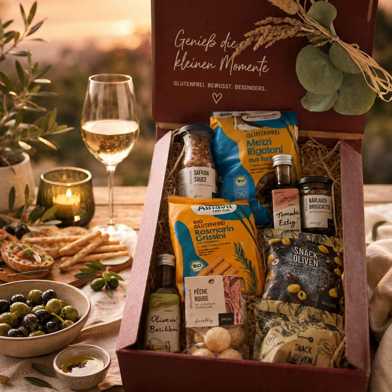 Glutenfreier Genusskorb – italienischer Genussabend für Feinschmecker