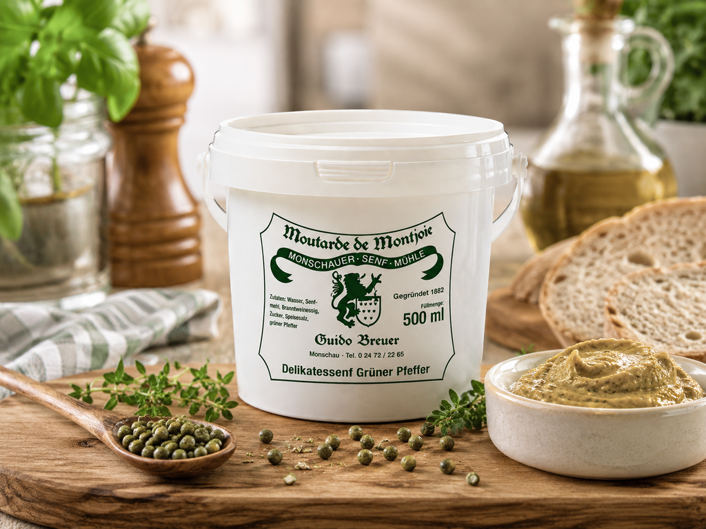 Monschauer Senf Grüner Pfeffer im Nachfülleimer 500 ml