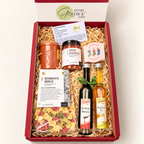 Weihnachtsgeschenk Feinkost – Festliche Genussbox mit Pasta, Bruschetta, Essig & Öl und Monschauer Senf